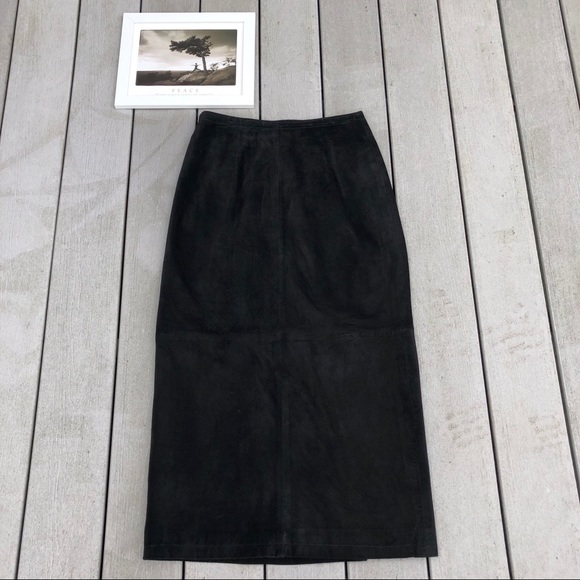 VINTAGE FORENZA black genuine suede maxi skirt, 8 - Picture 6 of 11